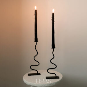 ALOKA, handcrafted metal candle holders, set of two, Haas Design