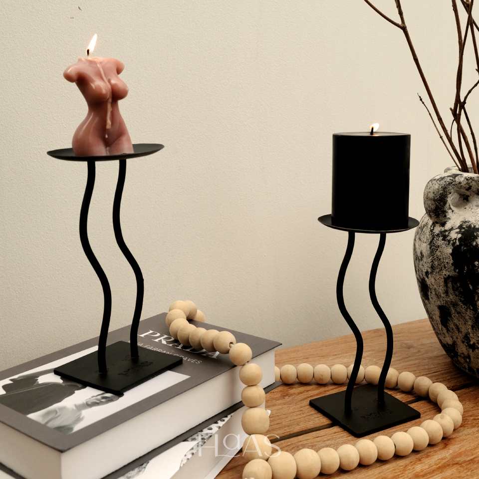 MADJA, handcrafted organic-shaped metal candle holder, Haas Design
