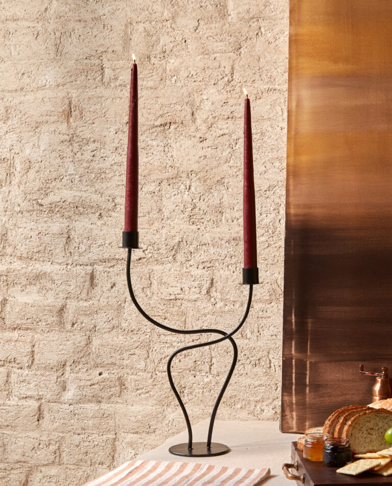 UTTARA, handcrafted matte black metal candle holder, Haas Design