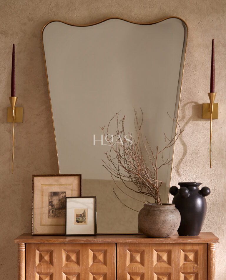 ASA, wave-edged wall mirror with metal frame, Haas Design