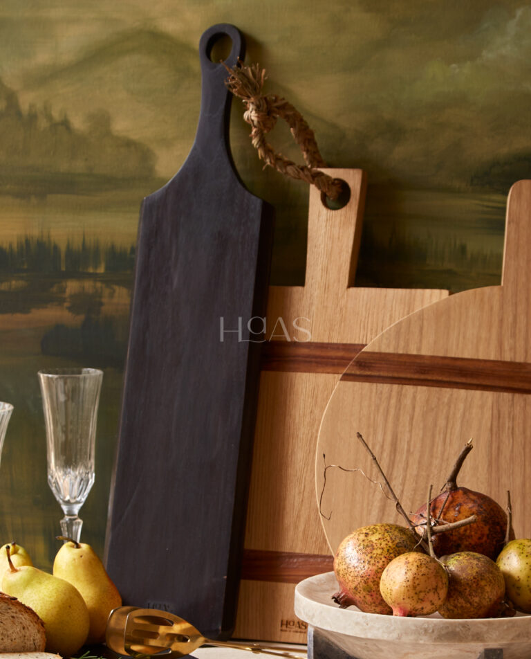 LEBU, slim dark mahogany serving board, Haas Design