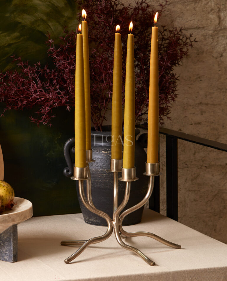 LUME, branching chrome-finish brass candelabra, Haas Design