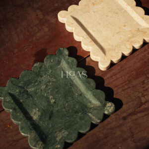 OMBAK, marble tray with scalloped wave edges, Haas Design