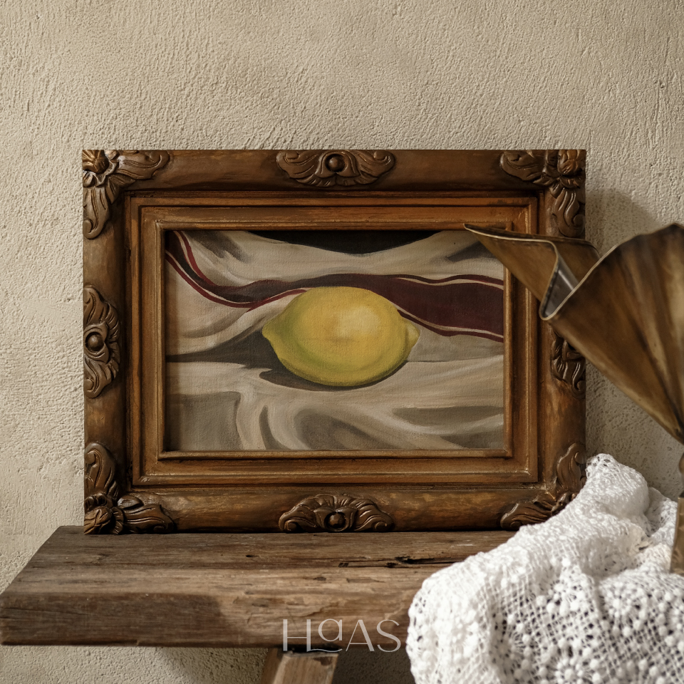 Citron No. 9 hand painted artwork detail, acrylic on canvas, HAAS