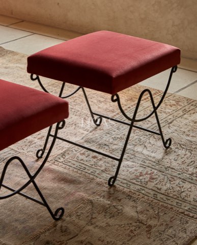TULA velvet and metal stool